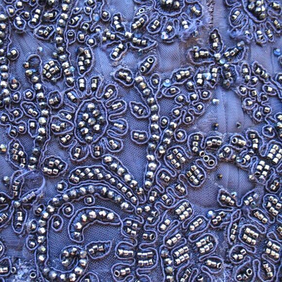 MAC DUGGAL 20283 Womens Blue Embellished Plunge Neck Puff Sleeve A Line Gown - Picture 8 of 14